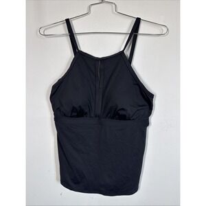 Lands End Black Halter Tankini Bathing Suit Top Womens 14 Soft Cup Cruise Pool